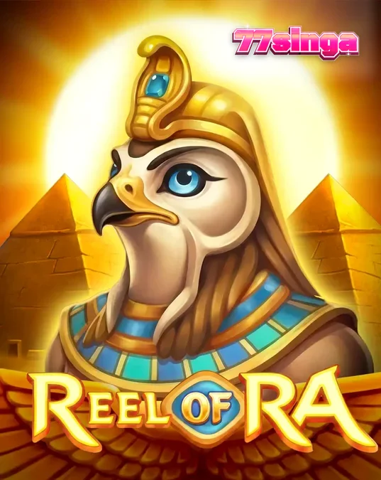 Tampilan visual slot Reel of Ra dengan latar belakang kuil Mesir dan simbol-simbol emas.